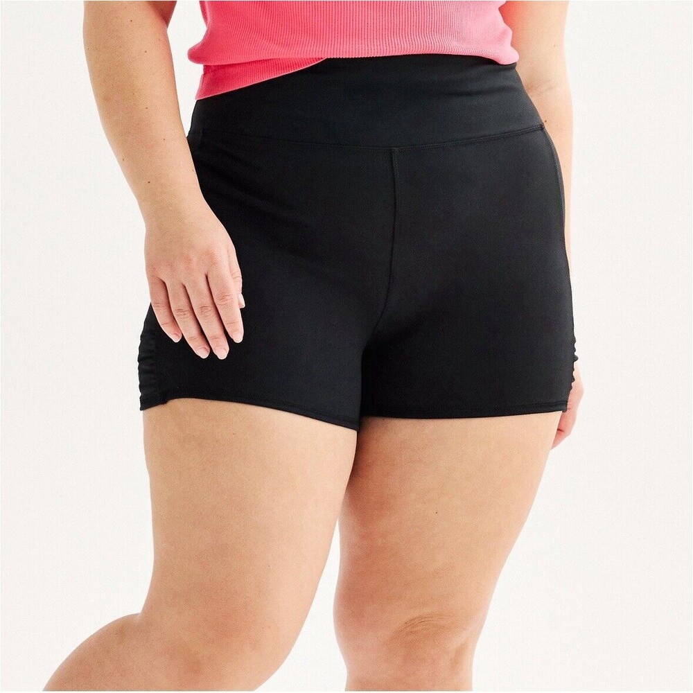 NEW womens plus size 2X So bike short activewear mid rise inseam 7" black shorts